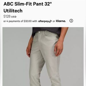 31 slim utility tech lulu ABC pant. Grey Sage. Size 31. Condition - like new.